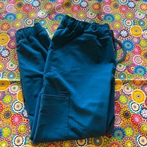 Women’s Large Petite Jaanuu scrub bottoms, dark teal